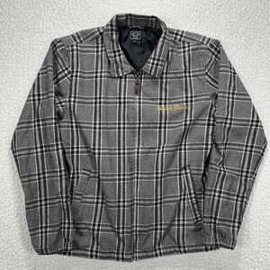 Dark Seas Division Flannel Golf Jacket Mens L Plaid‎ Black Gray Lined Workwear